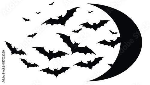 Bats Swarming Across the Moon