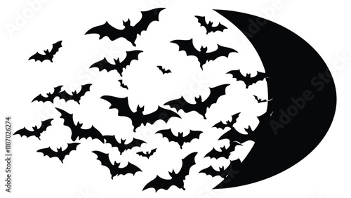 Bats Swarming Across the Moon