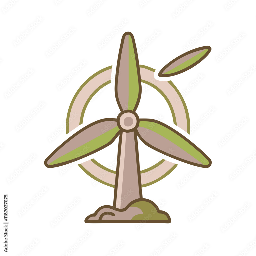 Eco-friendly wind turbine icon for renewable energy Eco-friendly wind turbine icon for renewable energy