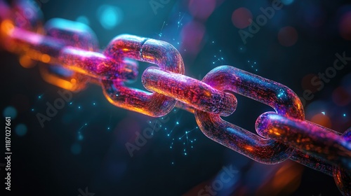 vibrant image of breaking chain replaced by glowing abstract links symbolizing new connections and innovation photo