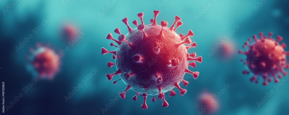 microscopic virus, spiky pink sphere, underwater background, blue water, floating particles, scientific illustration, 3D rendering, medical visualization, microbiology, pandemic concept, high detail, microscopic virus, spiky pink sphere, underwater background, blue water, floating particles, scientific illustration, 3D rendering, medical visualization, microbiology, pandemic concept, high detail,