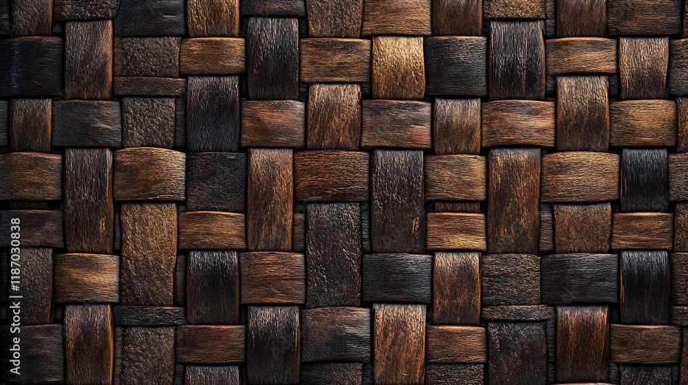 Dark brown woven wood texture background. Dark brown woven wood texture background.