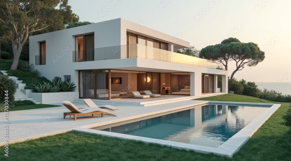 modern white hillside house with ocean view pool modern white hillside house with ocean view pool