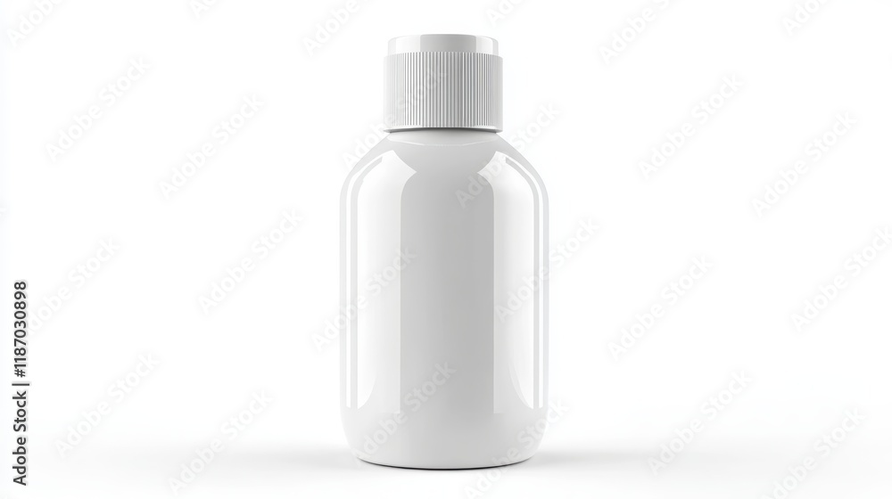 White plastic bottle, minimalist design, plain packaging, pharmaceutical style, studio lighting, soft shadows, clean background, product photography, matte finish, cylindrical shape, medical aesthetic White plastic bottle, minimalist design, plain packaging, pharmaceutical style, studio lighting, soft shadows, clean background, product photography, matte finish, cylindrical shape, medical aesthetic