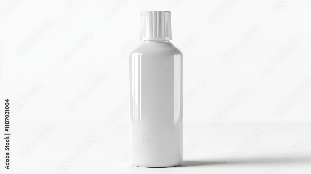 White plastic bottle, minimalist design, plain packaging, pharmaceutical style, studio lighting, soft shadows, clean background, product photography, matte finish, cylindrical shape, medical aesthetic White plastic bottle, minimalist design, plain packaging, pharmaceutical style, studio lighting, soft shadows, clean background, product photography, matte finish, cylindrical shape, medical aesthetic