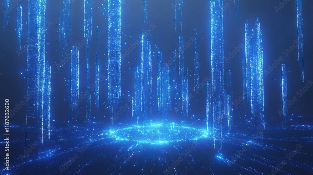 Blue Holographic Network with Floating Nodes and Dynamic Lines Blue Holographic Network with Floating Nodes and Dynamic Lines