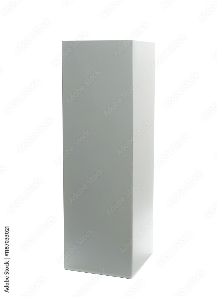 Empty, stylish metal square umbrella stand isolated on white, clipping path Empty, stylish metal square umbrella stand isolated on white, clipping path