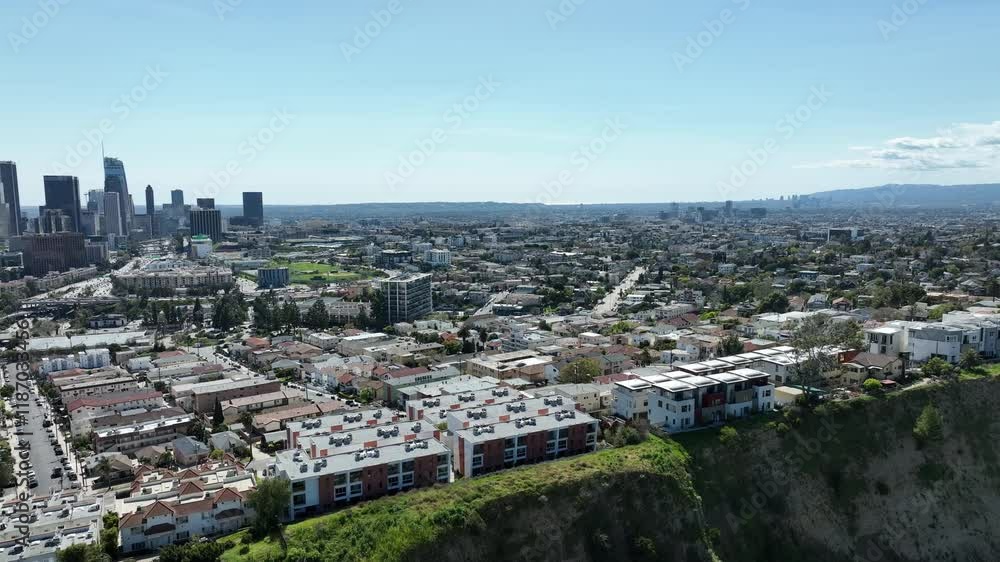Los Angeles from Victor Heights Hills Aerial Shot Orbit R in California USA