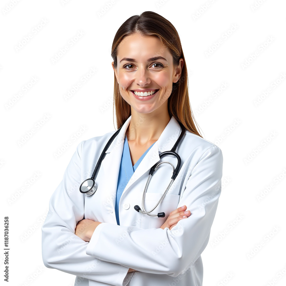 High-Resolution Smiling Female Doctor with Stethoscope on Transparent Background, PNG Image High-Resolution Smiling Female Doctor with Stethoscope on Transparent Background, PNG Image