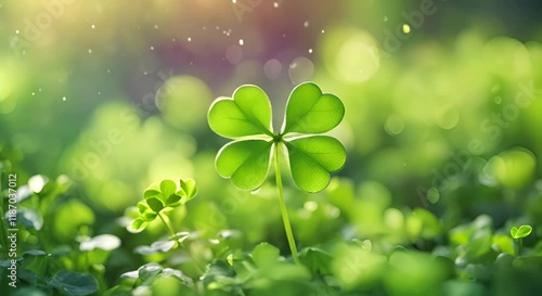 Wallpaper Mural Green clover leaves with a vibrant bokeh background creating a fresh and serene nature scene 4K Torontodigital.ca