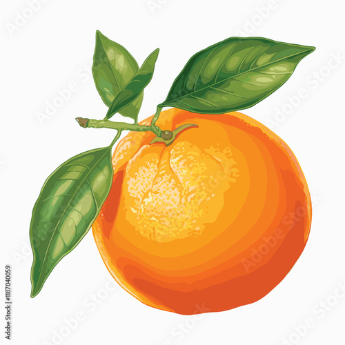 elegant illustration of orange with leaves