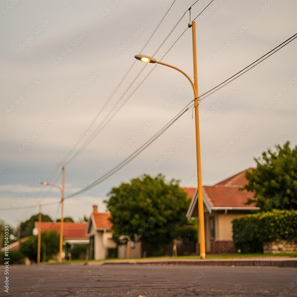 Suburban street lamp at dusk. Suburban street lamp at dusk.