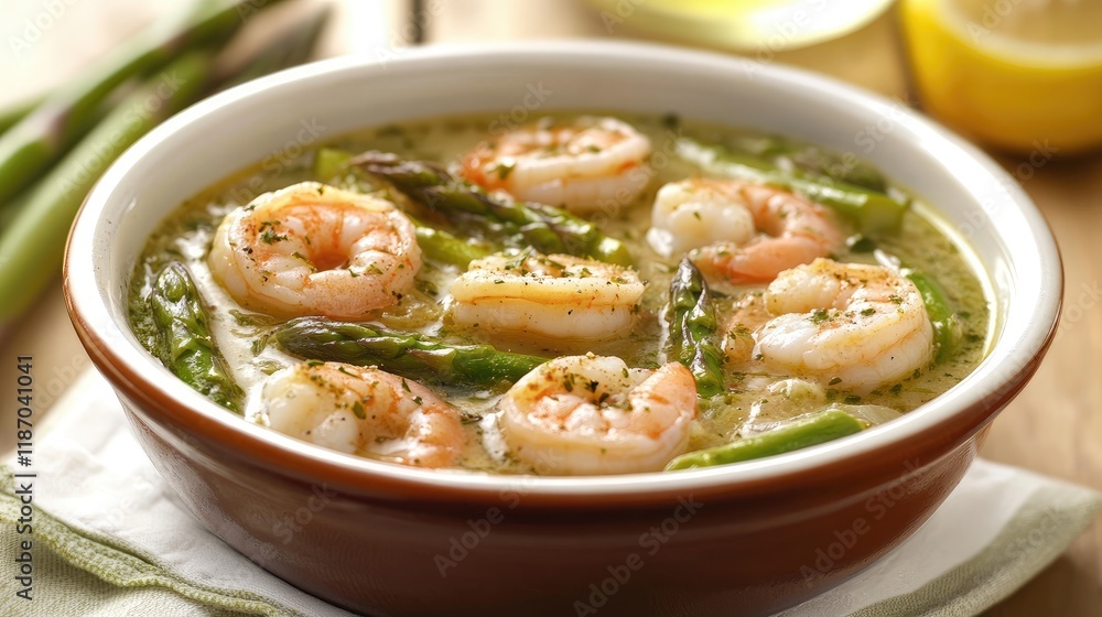 Shrimp and Asparagus Stew in Lemon Sauce Fresh Seafood Culinary Delight Shrimp and Asparagus Stew in Lemon Sauce Fresh Seafood Culinary Delight
