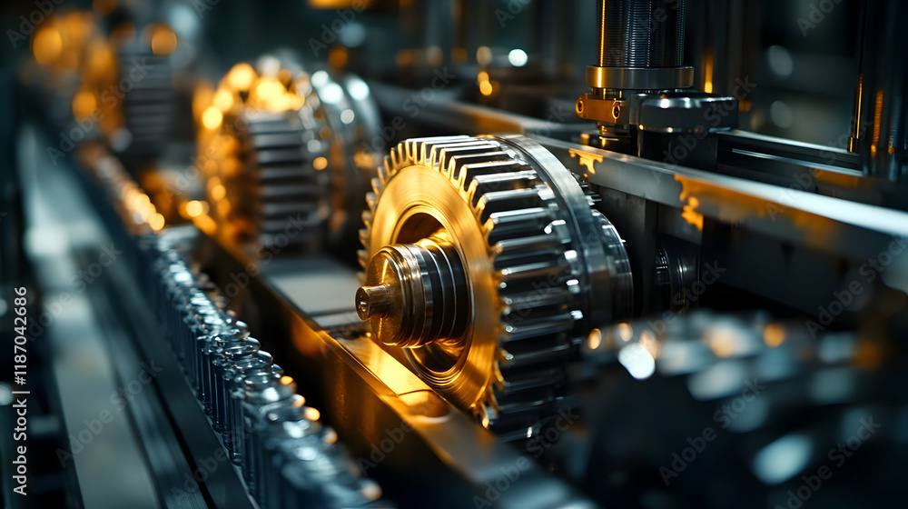 Fototapeta premium Industrial Gear Mechanism Closeup Photo