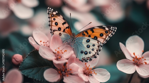 Amata phegea butterfly collecting nectar on delicate pink flowers creating a serene background for nature enthusiasts and wallpaper lovers photo