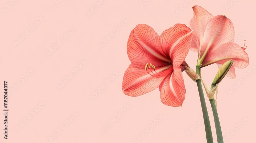 Amaryllis Flower with Soft Pink Background Elegant Floral Composition for Nature and Botanical Themes Amaryllis Flower with Soft Pink Background Elegant Floral Composition for Nature and Botanical Themes