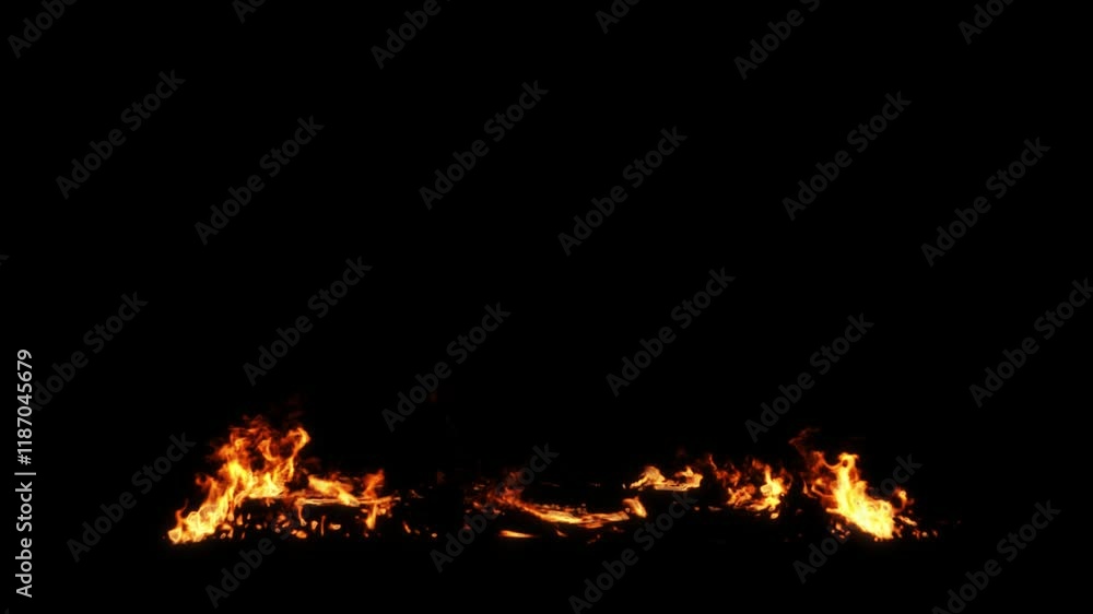 Fire flames flowing wind on ground black backgrounds rendering Fire flames flowing wind on ground black backgrounds rendering