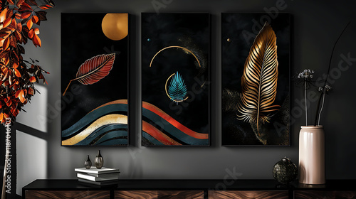 A modern canvas wall frame and lavish foliage	