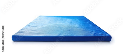 Vibrant blue gymnastics floor mat on white background ideal for educational materials with plenty of space for text and branding applications photo