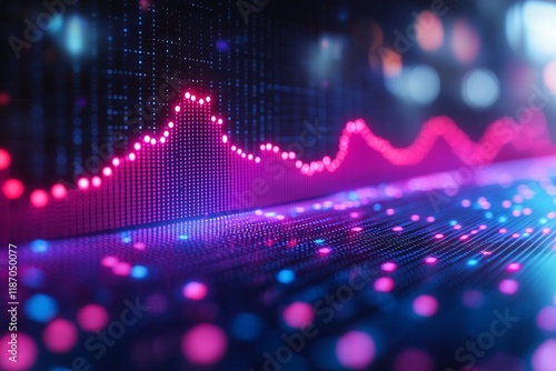 Abstract financial graph with uptrend line in stock market, Finance concept and business photo