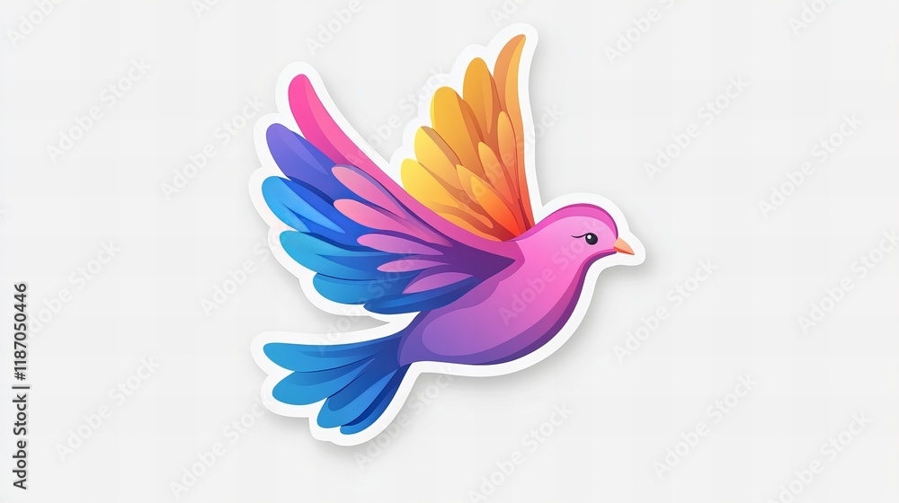 Vibrant rainbow bird in flight, a symbol of freedom and joy. Digital illustration. Vibrant rainbow bird in flight, a symbol of freedom and joy. Digital illustration.