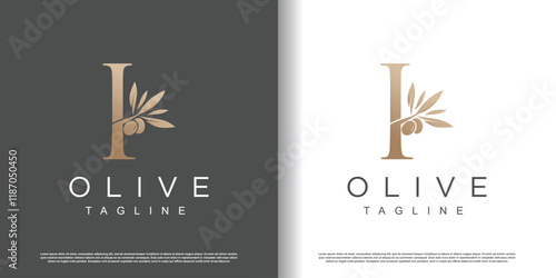 Olive logo design vector with initial letter I and modern concept Premium Vector