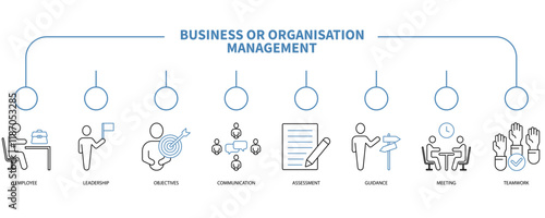 Business or organisation management banner web icon vector illustration concept