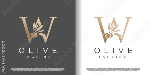 Olive logo design vector with initial letter W and modern concept Premium Vector