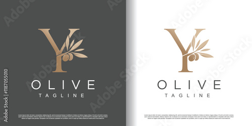 Olive logo design vector with initial letter Y and modern concept Premium Vector