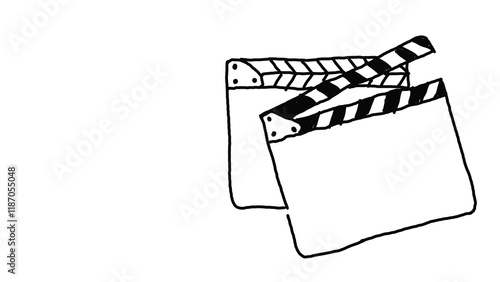 Two clapper board on hite backround. Graphic and Illustration photo