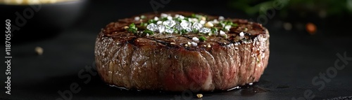 Craft a visually striking Diamond-cut Steak image, portraying exceptional quality and cleanliness from a unique low-angle viewpoint photo