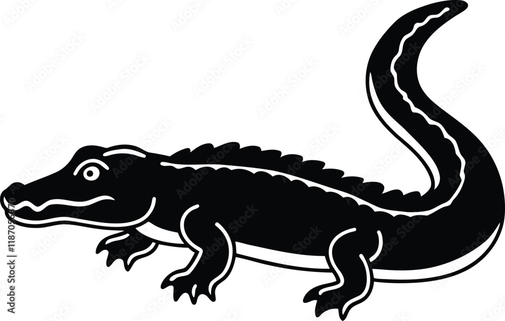 Crocodile line art vector, Crocodile silhouette vector illustration, Crocodile cute vector design Crocodile line art vector, Crocodile silhouette vector illustration, Crocodile cute vector design