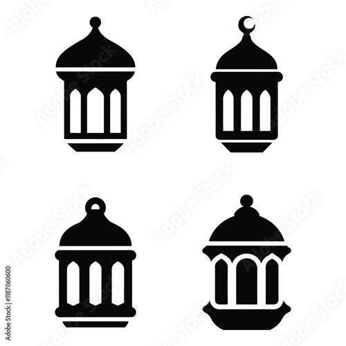 A set of islamic lantern icon vector illustration.