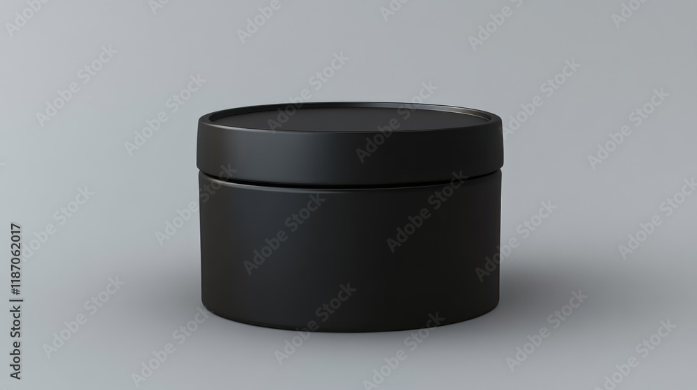 Black Cylindrical Jar Mockup: Minimalist Product Packaging Design Black Cylindrical Jar Mockup: Minimalist Product Packaging Design