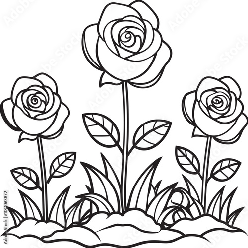 Wallpaper Mural Simple Rose Outline for Kids and Adult Coloring Activities Torontodigital.ca