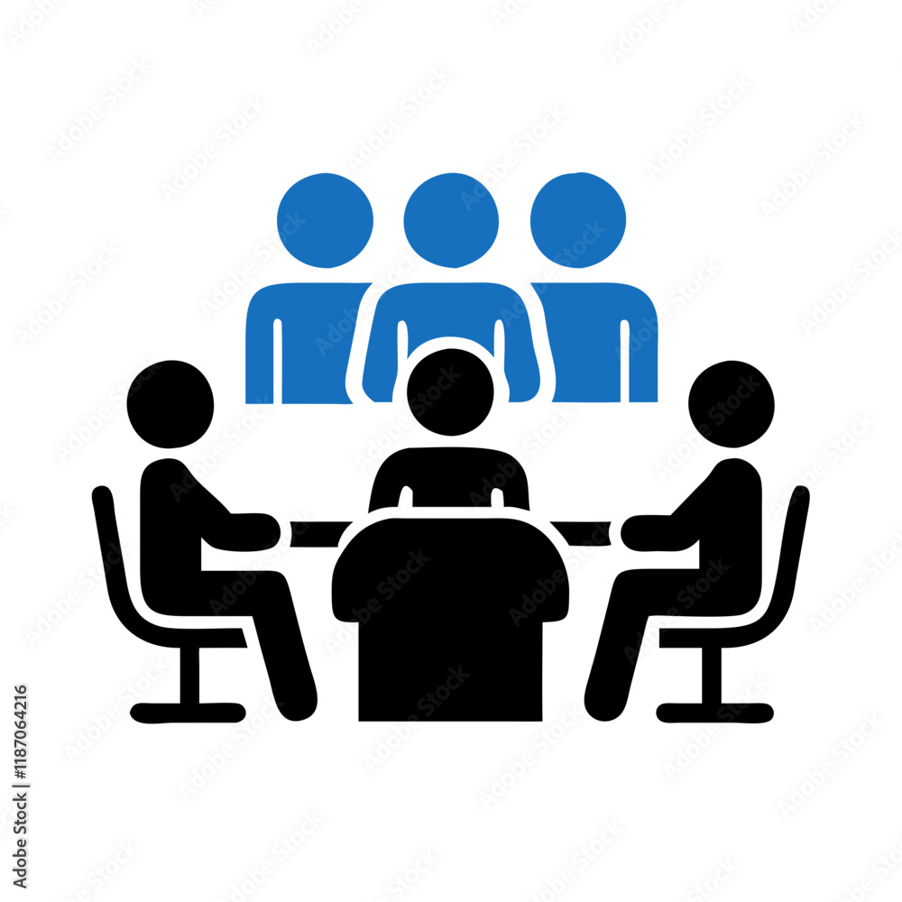 Business meeting and teamwork icon in flat design style Business meeting and teamwork icon in flat design style