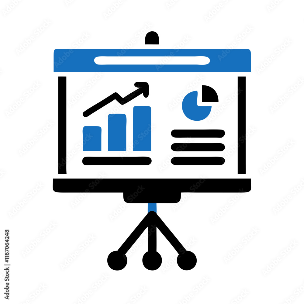 Business presentation board with charts in flat design style Business presentation board with charts in flat design style