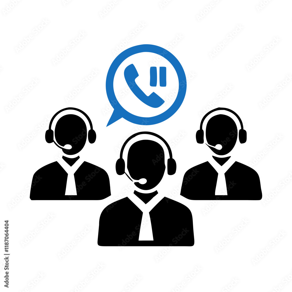 Customer support icon with headset and phone symbol Customer support icon with headset and phone symbol