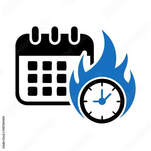 Urgent deadline icon with calendar and burning clock