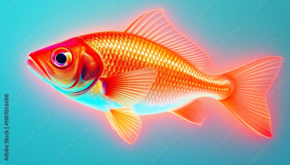 Vibrant Aquatic Life: A Glowing Goldfish Vibrant Aquatic Life: A Glowing Goldfish
