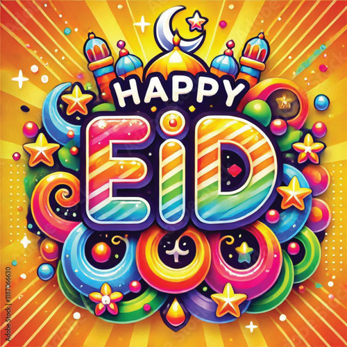 typography vector with "happy eid" theme