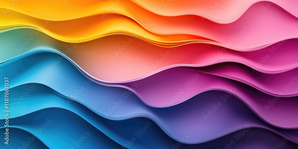 Vibrant Abstract Wave Art with Rainbow Colors Vibrant Abstract Wave Art with Rainbow Colors