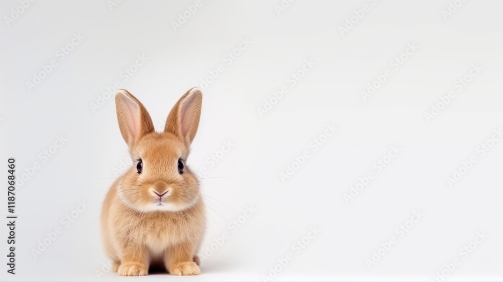 Obraz premium cute animal pet rabbit or bunny brown color smiling and laughing isolated with copy space for easter background, rabbit, animal, pet, cute, fur, ear, mammal, background, celebration