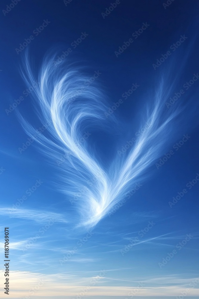 Obraz premium Azure Sky, Heart of Clouds Serene and Romantic Atmosphere, Perfect for Valentines Day Projects