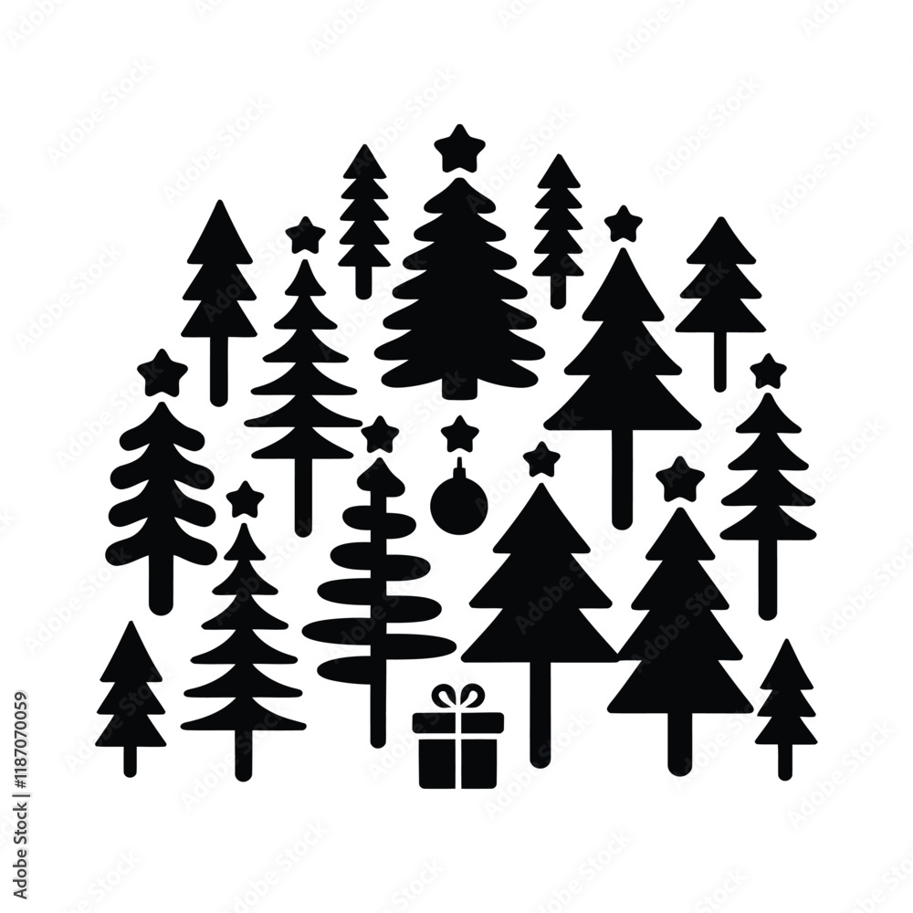 Fototapeta premium Beautiful Christmas tree and illustration
