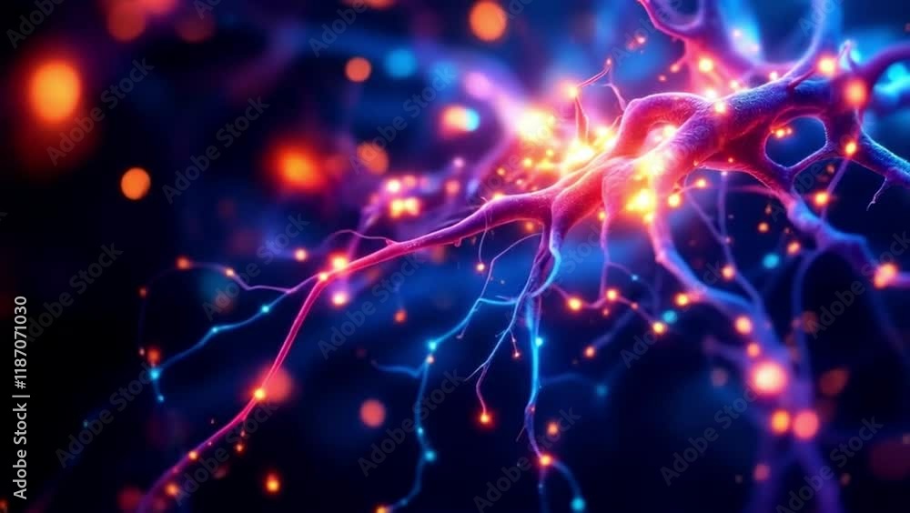 Microscopic View of a Neuron, Neural Network, Brain Cell, Synapses Firing, Neurological System, Complex Cellular Structure, Intricate Connections Microscopic View of a Neuron, Neural Network, Brain Cell, Synapses Firing, Neurological System, Complex Cellular Structure, Intricate Connections