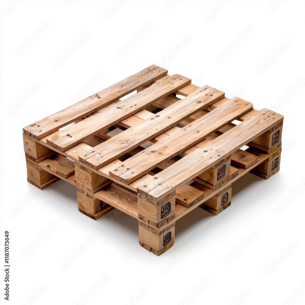 Wooden pallet on a white background for industrial and commercial use Wooden pallet on a white background for industrial and commercial use