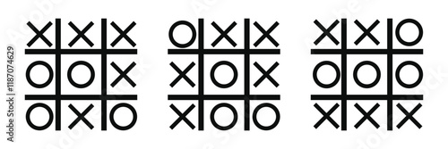 Tic tac toe icon Thin line art collection.
