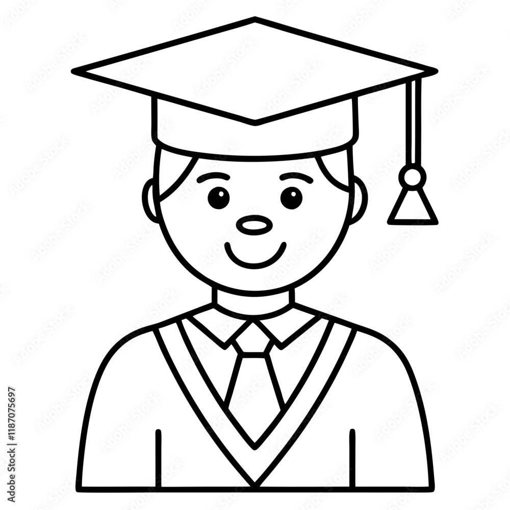 Female Graduate in Cap and Gown Outline Vector Illustration Female Graduate in Cap and Gown Outline Vector Illustration