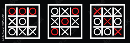 Game tic tac toe icon. Tic Tac Toe Icon with Editable Stroke